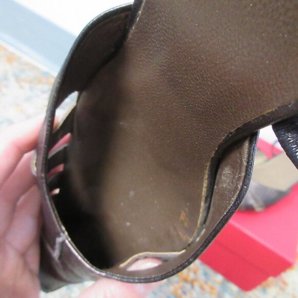 France Mode Mules Women Size 38 Brown Pointed Toe Leather High Heels Sexy 322 - Picture 8 of 12